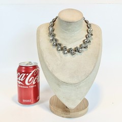 ANTIQUE Art Deco Hu Clear Crystal Paste Stones Rivière Necklace Round & Square