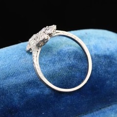 Art Deco Style Round Cut Lab Created Diamond 14k White Gold FN Anniversary Ring
