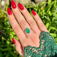 Natural Emerald 5.20 Ct Art Deco Vintage Engagement Ring 14K Yellow Gold Over