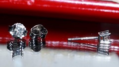 14k white gold stud earrings 0.20ct natural diamond vintage 0.65gr N3617