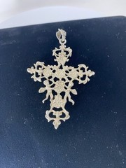 Vtg Guglielmo Cini Art Nouveau Cross Pendant 3.5 Inches