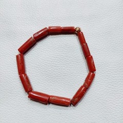 Italian Red Coral Bracelet Natural Coral Handmade Gemstone Stretchable Bracelet
