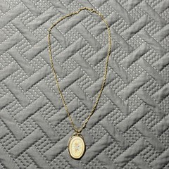 Vintage Floral Cameo Gold Tone Necklace Rose & Pansy Resin Reverse Painted