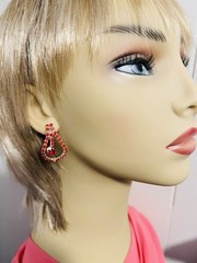 🔥Vintage Style Red Bib Necklace Earrings Set Not Signed (was $110.)