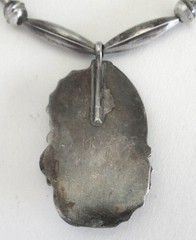 VINTAGE NAVAJO STERLING PENDANT & BENCH BEAD NECKLACE, 2 1/8 IN, 19″ NECKLACE RT