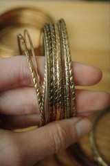 50+ Lot True Vintage Mixed Metal Bangle Bracelet Lot Etched Stacking Jewelry