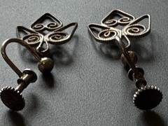 Vintage Scandinavian Dangle Earrings Screw Back Closure 830 Silver