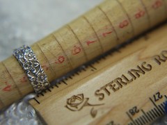 Forget Me Not Flower 0.925 STERLING SILVER Wedding Band vintage Ring size 5.5