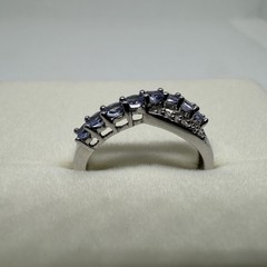 Amazing 10K Solid White Gold Tanzanite Diamond Gemstone Ring Size 6.75, 2.48g