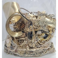 3 lbs Goldtone Costume Jewelry Jar Lot – Mystery Estate Unsearched VTG -READ
