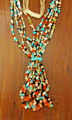 VTG. SW 5 STRAND BEADED NECKLACE W/JACKLAS, & SQUAW WRAP 23 ” LONG