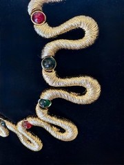 Vintage Runway Statement Necklace Kalinger Paris Huge Bib Gold Tone Jewelry