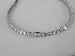 Vintage Sterling Silver 925 Baguette Cubic Zirconia Tennis Bracelet 7″