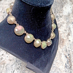 Vintage Style Georgian Collet Necklace 17″ Olive Green Iridescent Anna Wintour