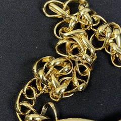 Vintage Monet Necklace Statement Deep Red Enamel GoldTone 24.5″ SEE DESCRIPTION