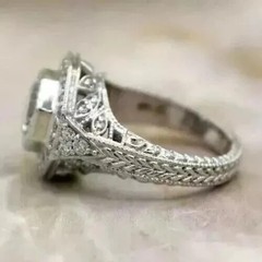 2Ct Art Deco Style LabCreated Diamond Vintage Halo Engagement Ring 14K Gold Over