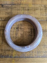 Vintage Chunky Bangle Bracelet Marble Stone Effect Beige Brown White