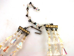 Haskell? AB triple strand,crystal,tapered baguette,vintage necklace,earrings,set