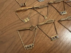 Lot Mid Century Modern Art Deco Vintage Men’s Tie Bars Chains Initials Monogram