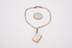 Vintage Sterling Silver 925 Bible Charm Bracelet 6.75″