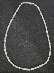 VINTAGE TENNIS BRILLIANT STERLING SILVER 925 LINK NECKLACE 16.25″ SPARKLES