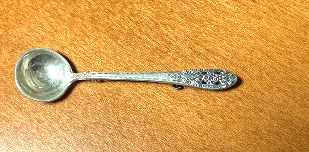 Antique Fine Arts 925 Sterling Spoon Brooch 2 1/4 inches long