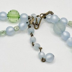 Vintage Moon Glow Blue Green Necklace Layered Lucite Acrylic Glass Beads 21-24”