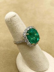 Antique Art Deco 5.30 Ct Natural Emerald Vintage Wedding Ring 14K White Gold FN