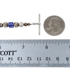 Vintage Sterling Silver 925 Iridescent Crystal Beaded Bracelet 7.5″