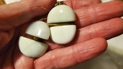Antique Chinese import white Jade earrings one hair line as pictured