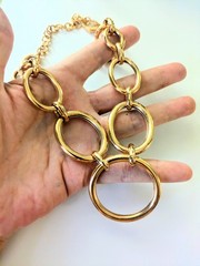 Gorgeous BRONZE MILOR ITALY Rose Gold Circle Link Statement Necklace