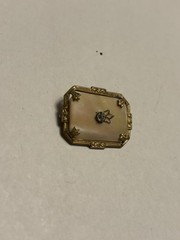 Vintage Art Deco White Mother of Pearl Inset Paste Stone Goldtone Brooch