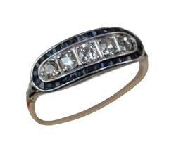 Antique 1890’s Edwardian Period Diamond Calibrated Sapphire 18k Gorgeous Ring