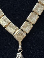 ⁠Vintage HOBE Gold Tone Necklace Block Links Tassel Drop Egyptian Modernist 70s⁠