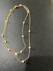 Nolan Miller Necklace Faux Pearl Gold Tone Chain Signed 30 In