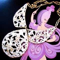 VTG RUNWAY RARE NAPIER BERTOLLI WHITE BRUTALIST “MOLTEN LAVA” BIB NECKLACE EXC