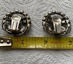 Vintage ArtDeco Bracelet & Clip Earrings Silvertone AB Rhinestones & faux Pearls