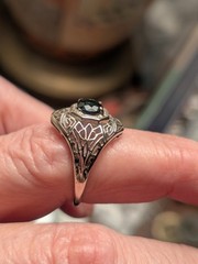 Lovely Art Deco 10-14 K White Gold Blue tourmaline/indicoliteRing Size 9