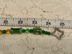 Gorgeous Vintage Necklace And Bracelet Green Glass Beads Sterling Clasps Glows