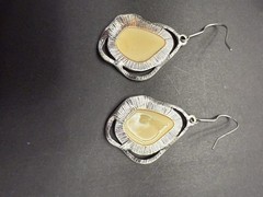 Vintage Abalone Medallion Silver Collar And Earrings