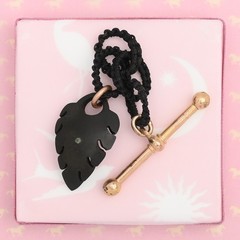 Antique Victorian Upcycled Vulcanite Feather Gold Filled T-Bar Pendant