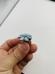 Vintage Sterling Silver Size 6 Spring Pastel Blue Flower Statement Cocktail Ring
