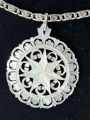Vintage Hand Carved Mother of Pearl 7-Point Bethlehem Star Pendant Germany