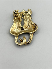 VTG Cat Brooch Pin Lot/4 Enamel Gold Tone Rhinestones Articulating Tail (1 VERO)