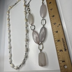 H1 Lot White Clear Resin Lucite Acrylic Boho Hippie 70s Mcm Mod Retro Necklaces
