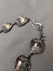 Vintage Anne Dick Sterling Silver 925 Disc Necklace w Hook Clasp – 18″
