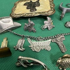 Grandpa’s Men’s Estate Lot Western Buckle Saddle Schwinn Arrowhead Tie Tack Etc