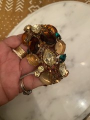 Juliana D&E Rhinestone Bracelet Brown Green 1960s Vintage Needs Repair AS IS WOW