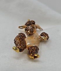 Vintage LG Linda Gal Brown & Gold Enamel Dancing Poodle Brooch Enamel Pin