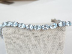Sterling Silver 925 Natural Heated Blue Topaz Tennis Line Bracelet 7.5″